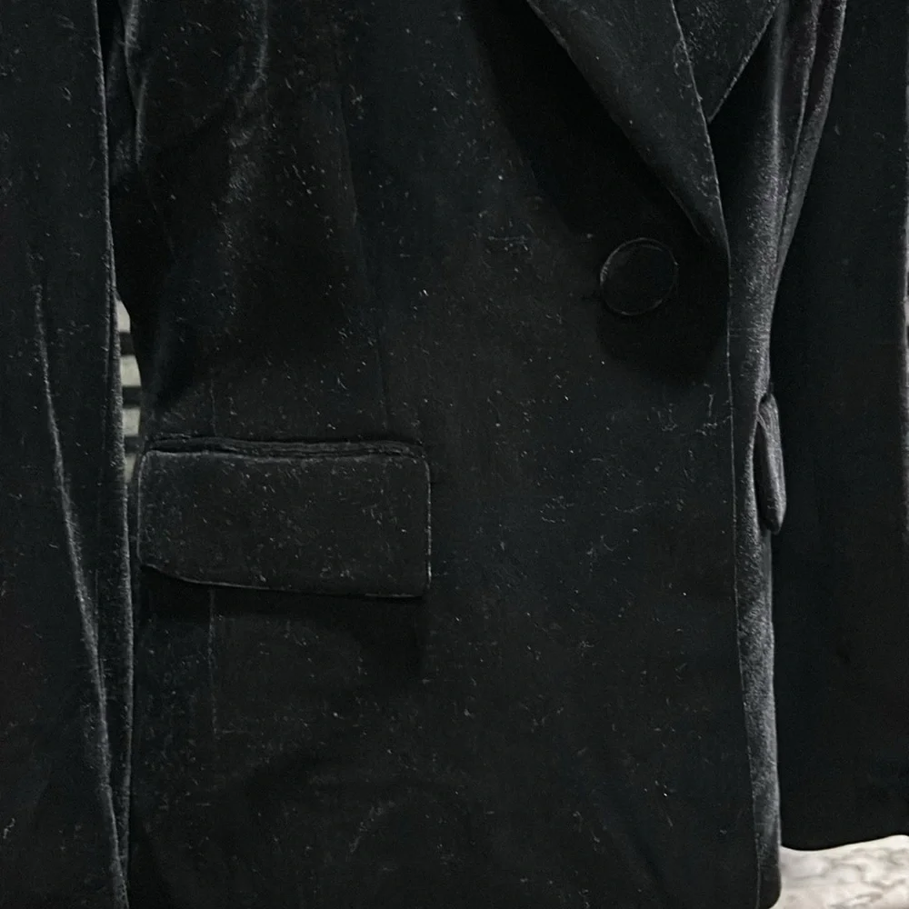 Tahari Women’s Black Velvet Single Button Structured‎ Blazer 8P